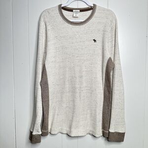 Abercrombie & Fitch Men's Size XL Muscle Waffle Knit Crewneck Long Sleeve Shirt